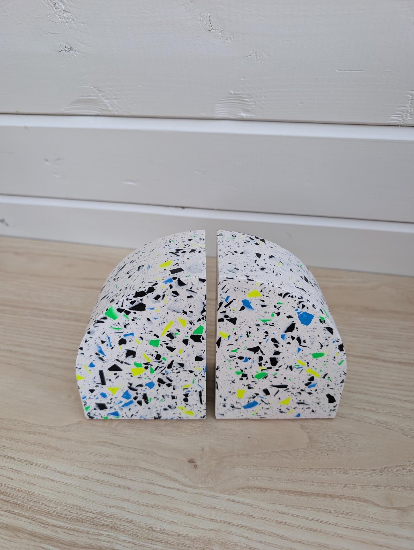 Multicolor Neon Eco-Friendly Terrazzo Bookends