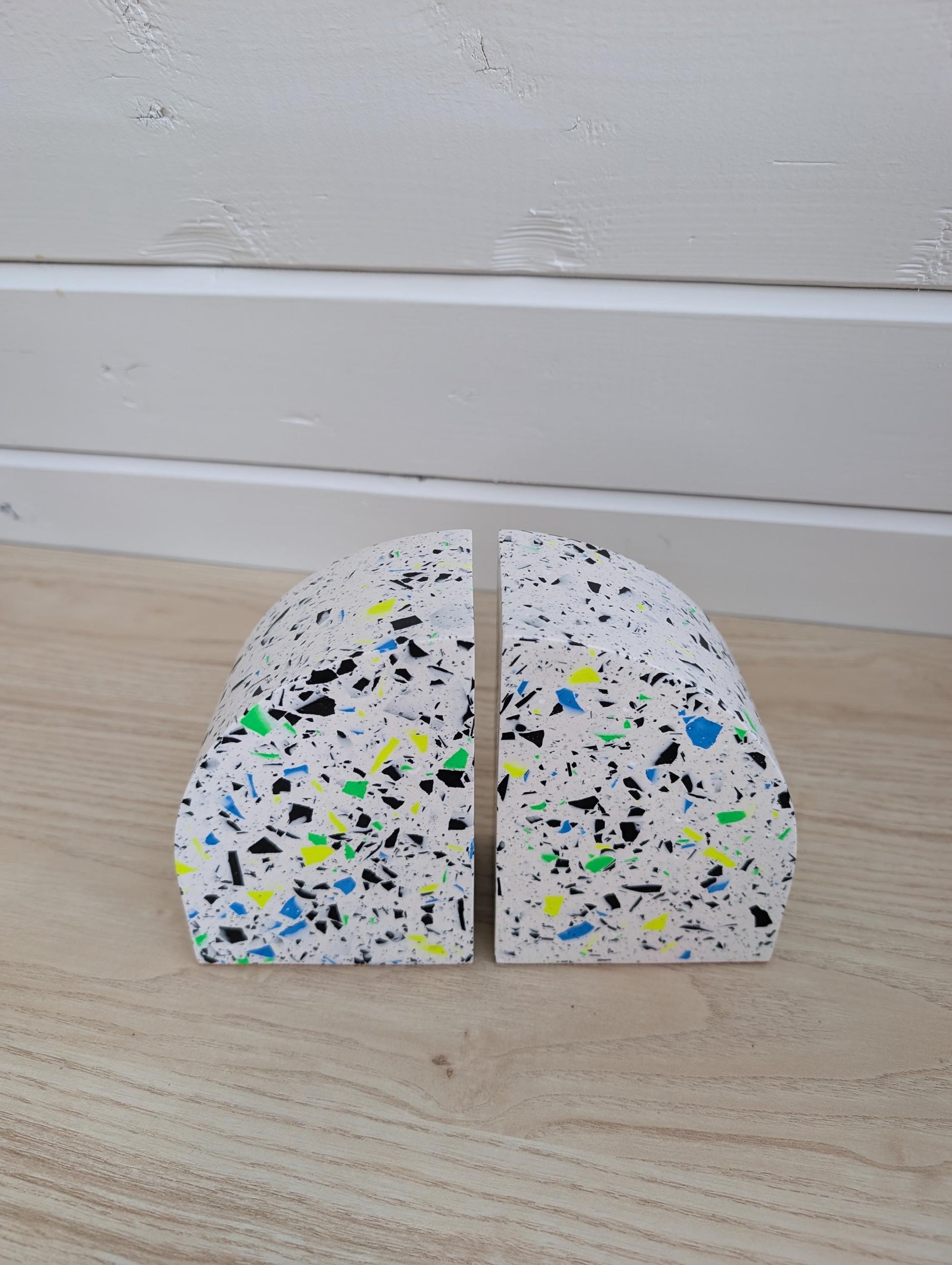 Multicolor Neon Eco-Friendly Terrazzo Bookends