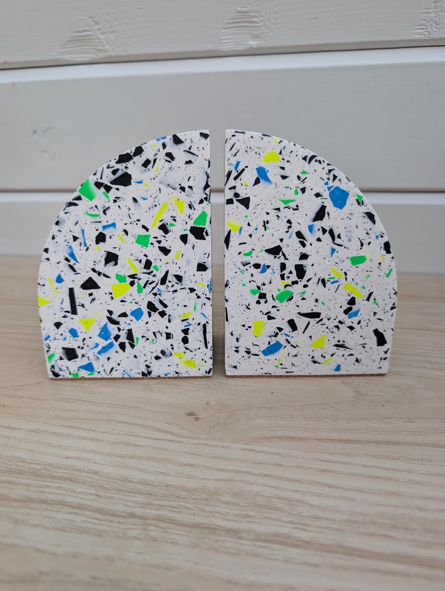 Multicolor Neon Eco-Friendly Terrazzo Bookends