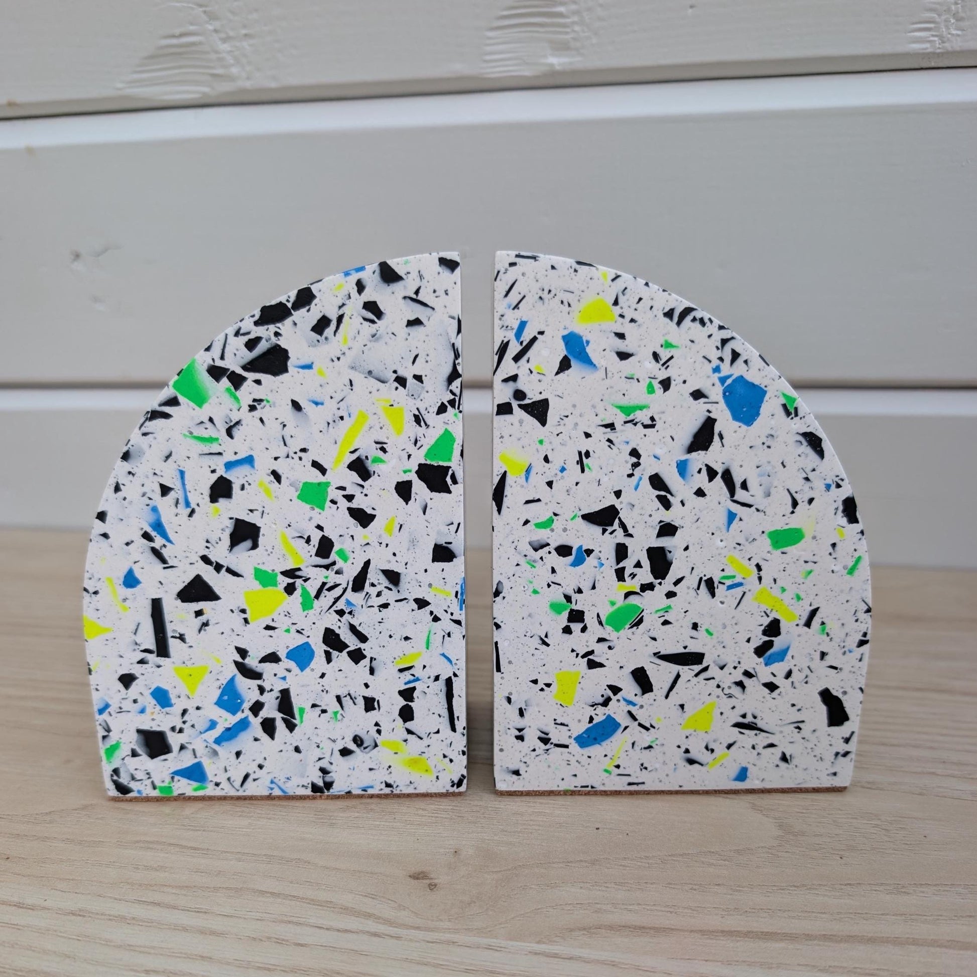 Multicolor Neon Eco-Friendly Terrazzo Bookends