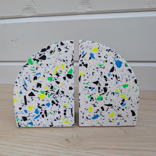 Multicolor Neon Eco-Friendly Terrazzo Bookends