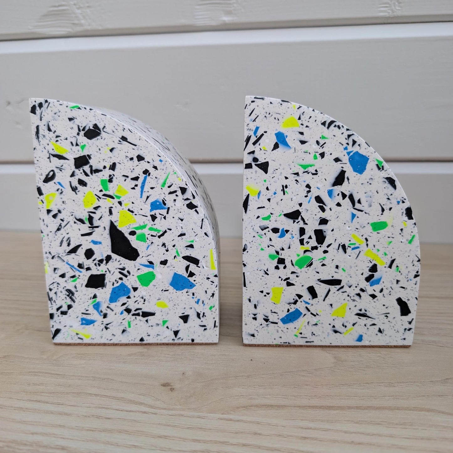 Multicolor Neon Eco-Friendly Terrazzo Bookends