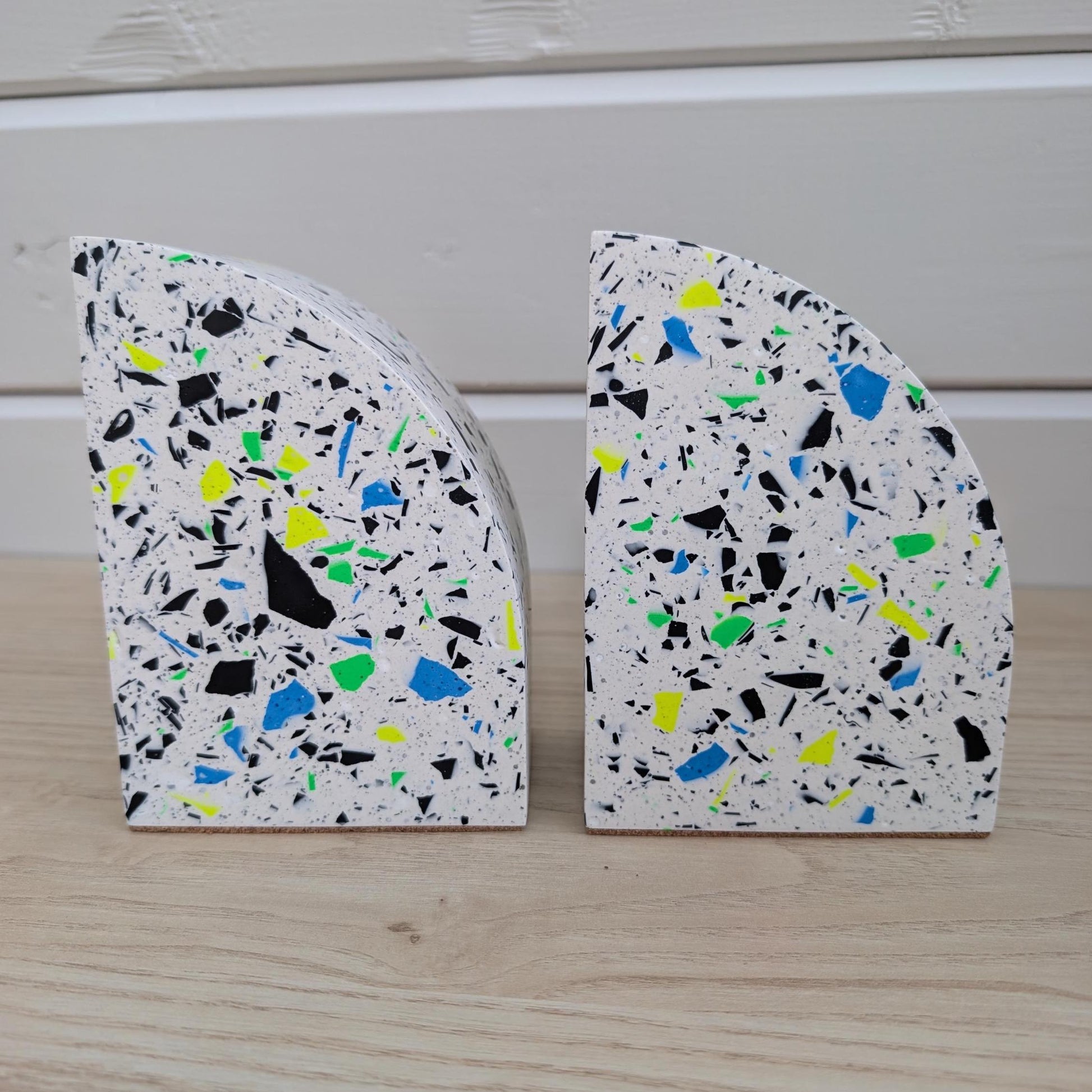 Multicolor Neon Eco-Friendly Terrazzo Bookends