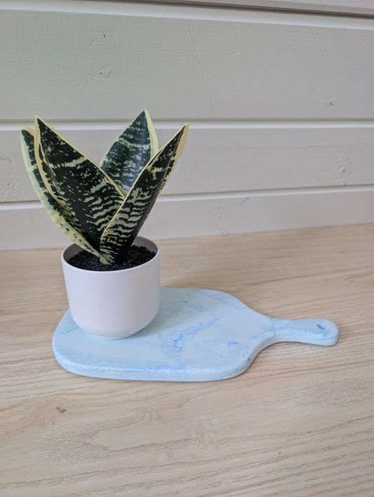 Blue Marbled Handled Tray