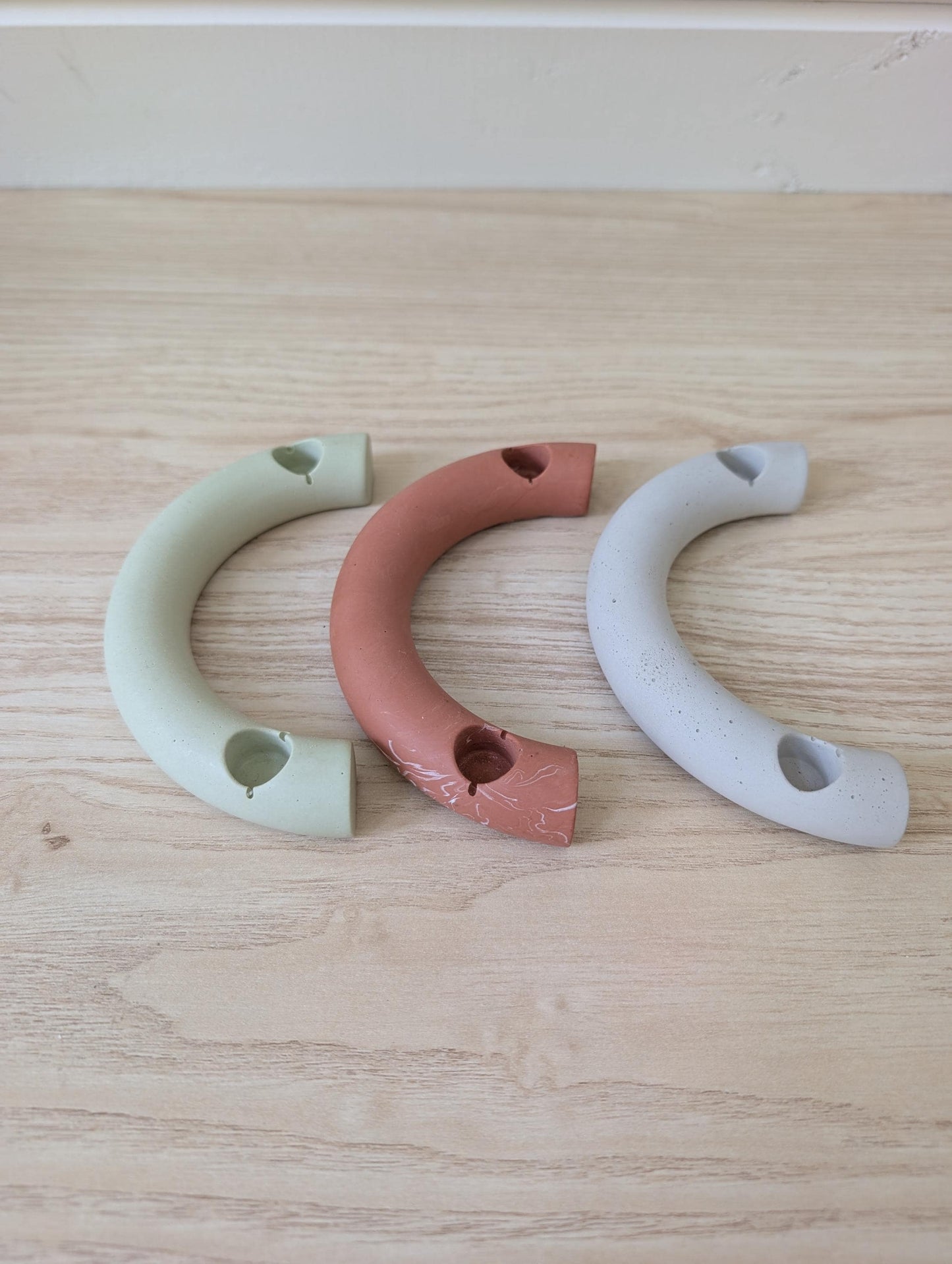 Crescent Mini Taper Holder, Minimalist Concrete Mini Candleholder