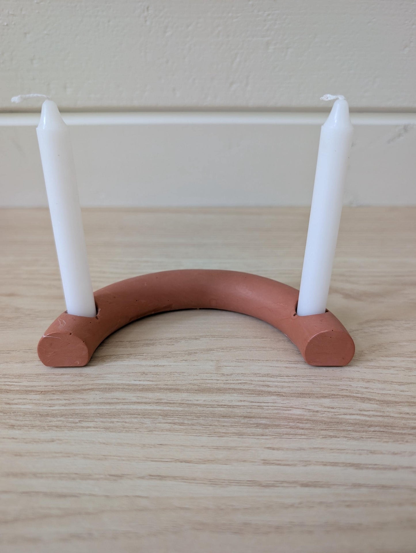 Crescent Mini Taper Holder, Minimalist Concrete Mini Candleholder