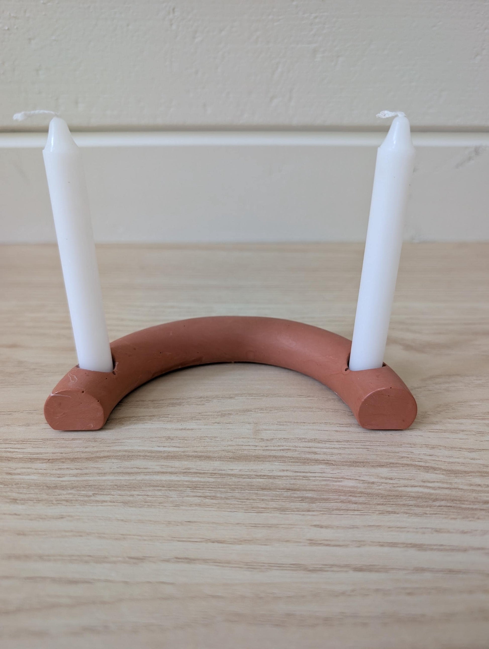 Crescent Mini Taper Holder, Minimalist Concrete Mini Candleholder