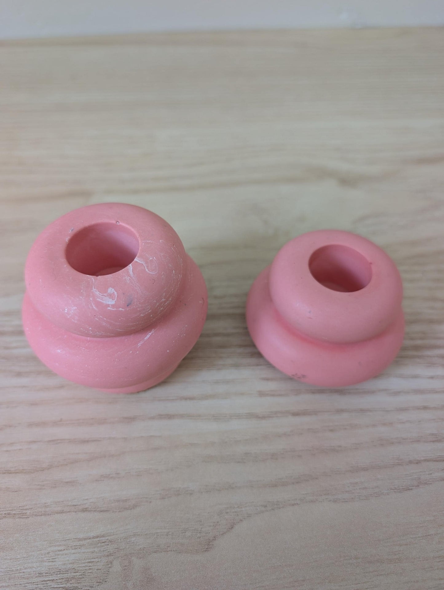Pink Marbled Candlestick Holder Set