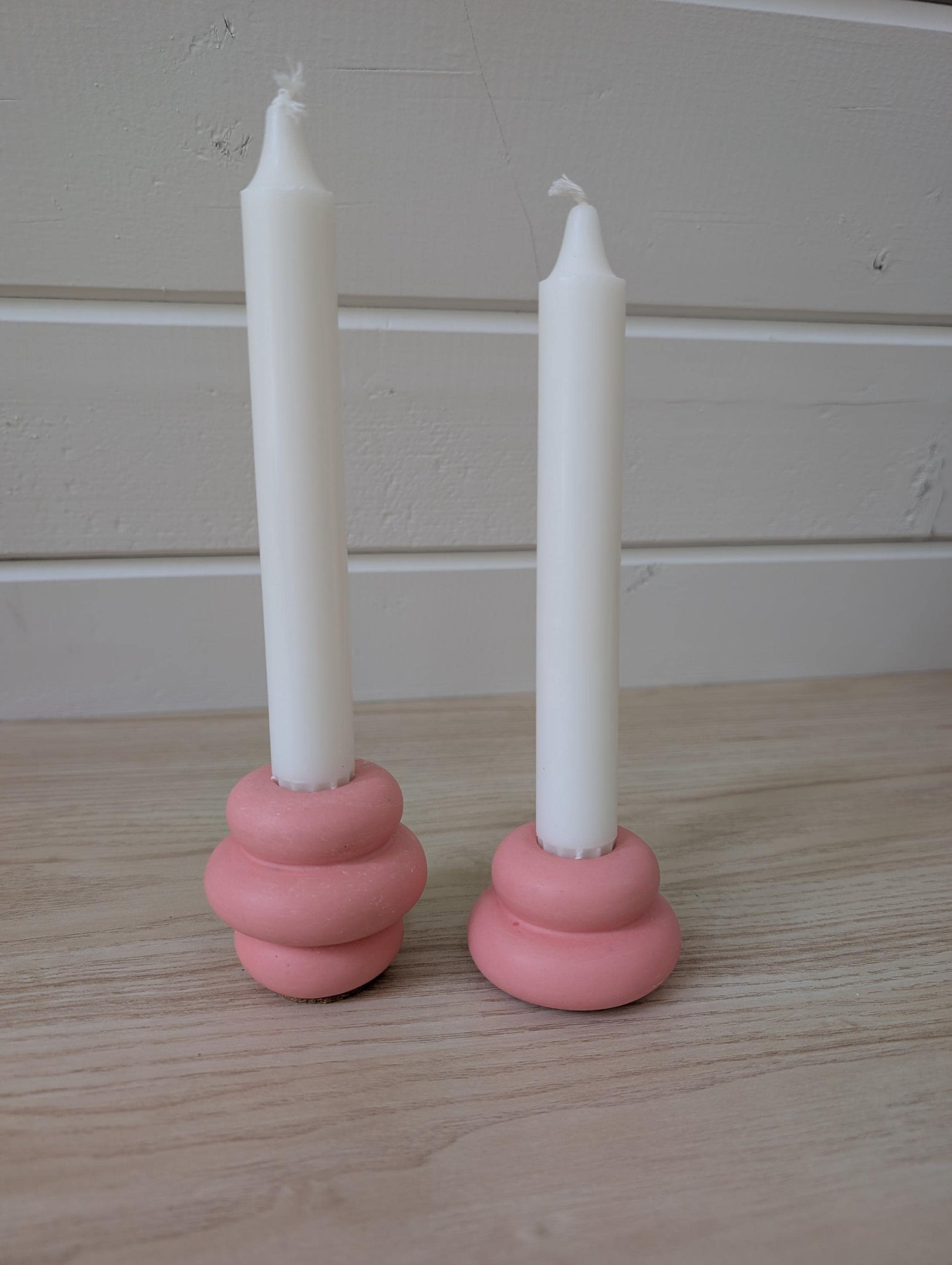 Pink Marbled Candlestick Holder Set