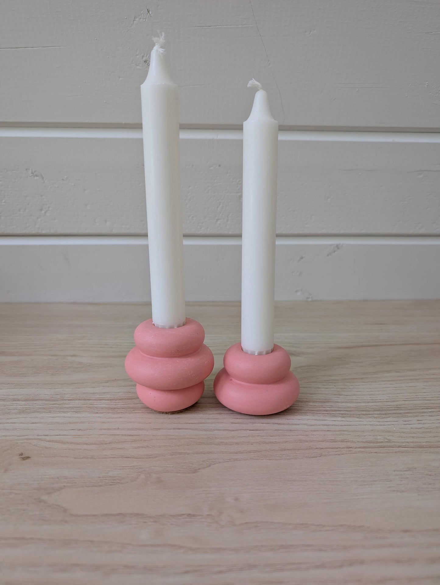 Pink Marbled Candlestick Holder Set