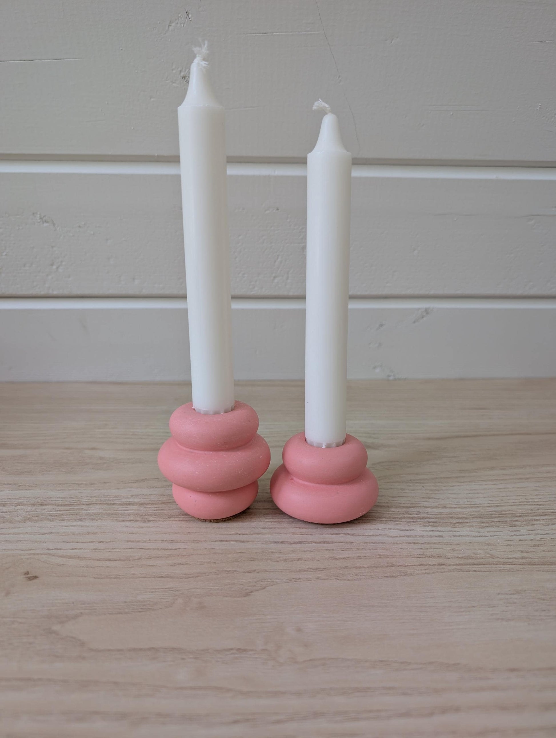 Pink Marbled Candlestick Holder Set