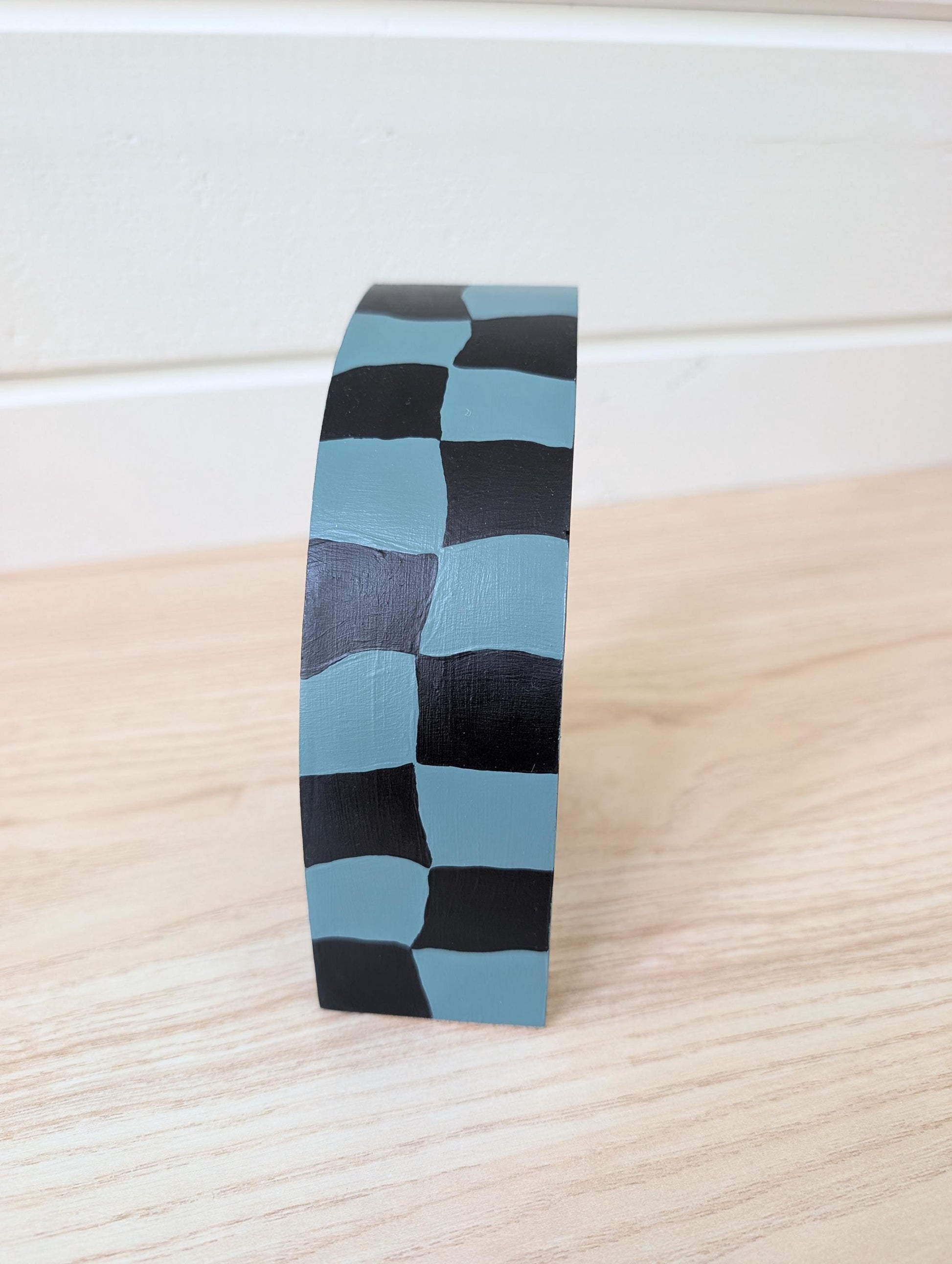 Curvy Checkered Bookend, Modern Maximalist Bookend