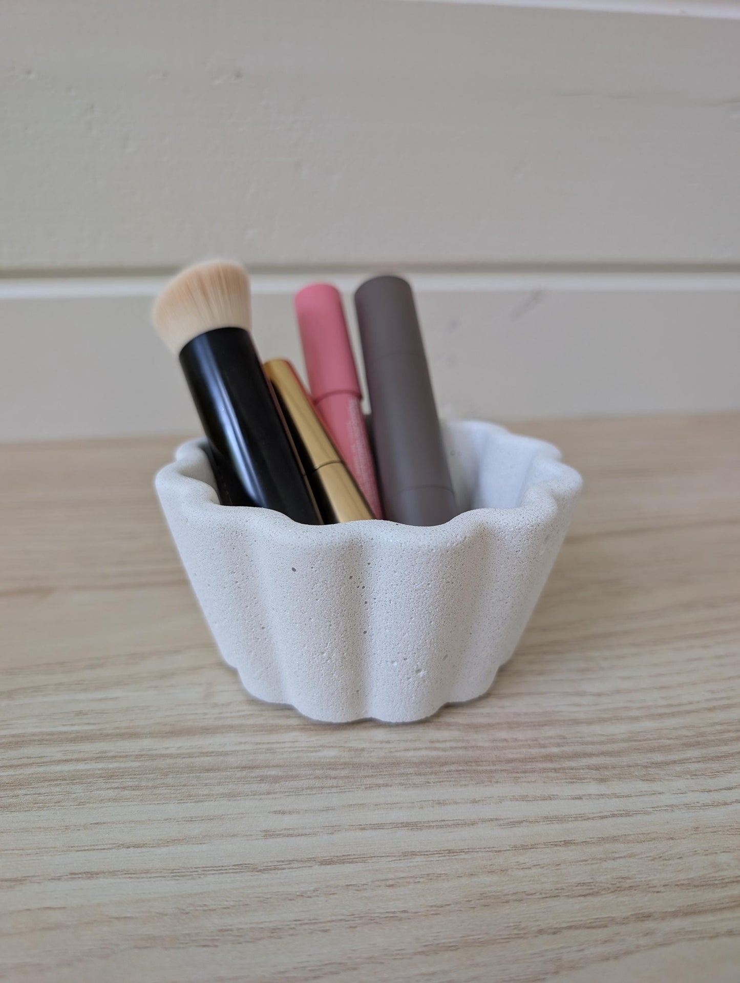 White Concrete Scalloped Catchall Dish