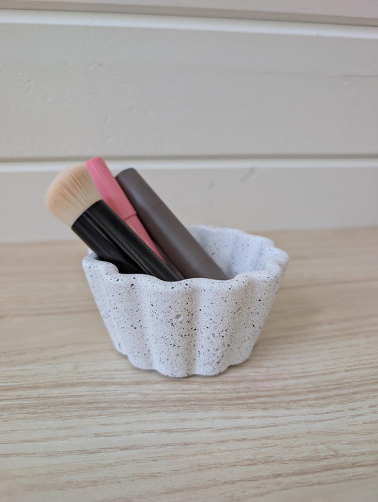 White Concrete Scalloped Catchall Dish