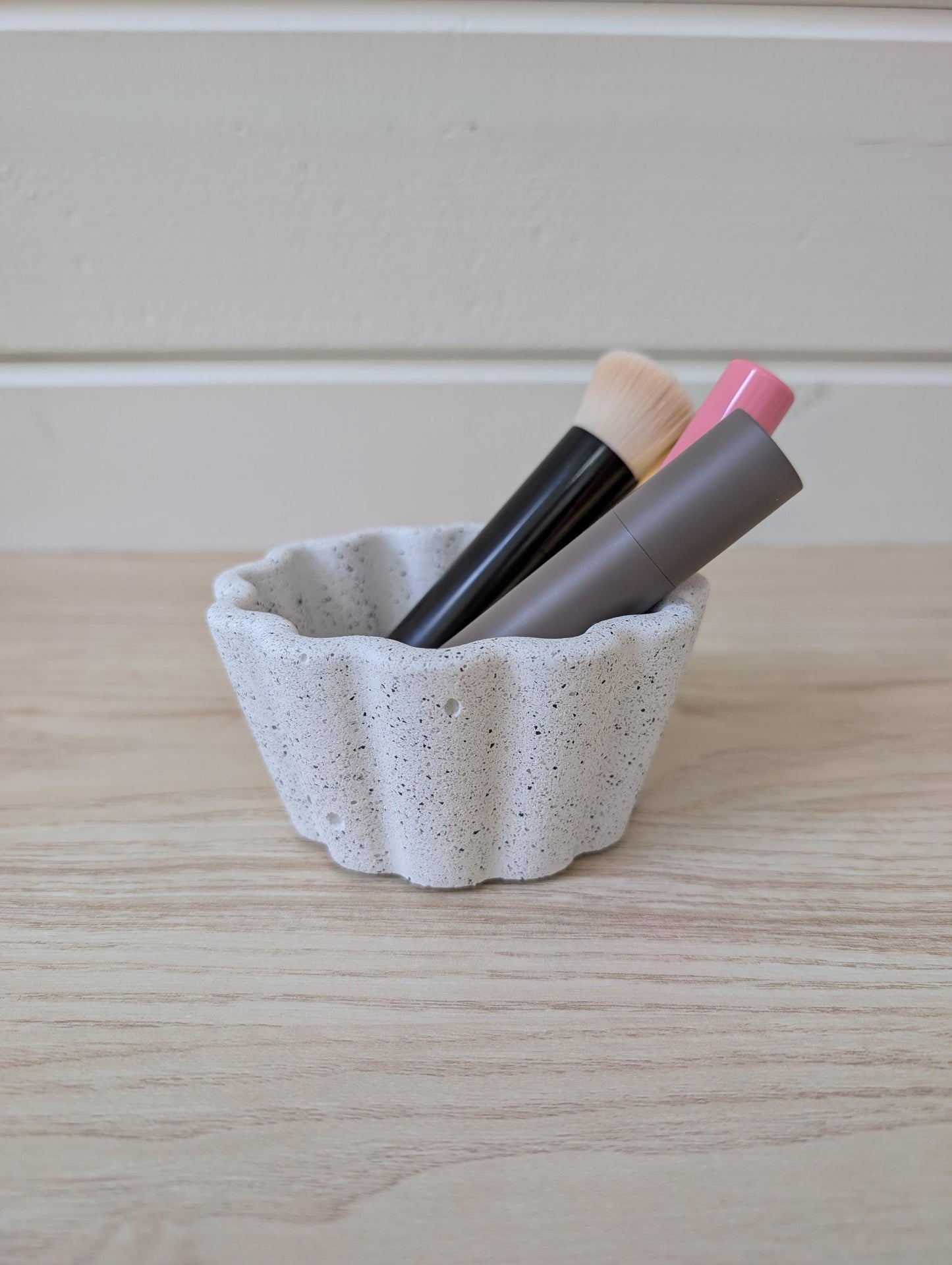 White Concrete Scalloped Catchall Dish