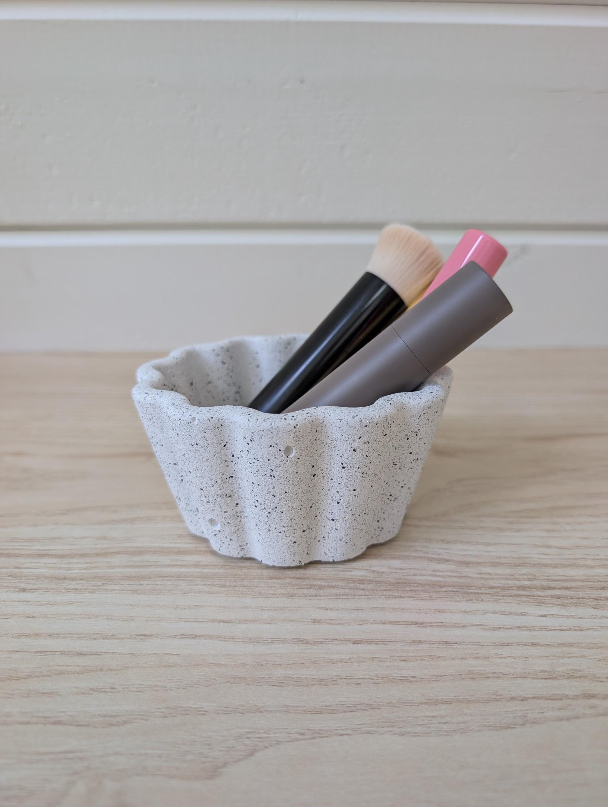 White Concrete Scalloped Catchall Dish