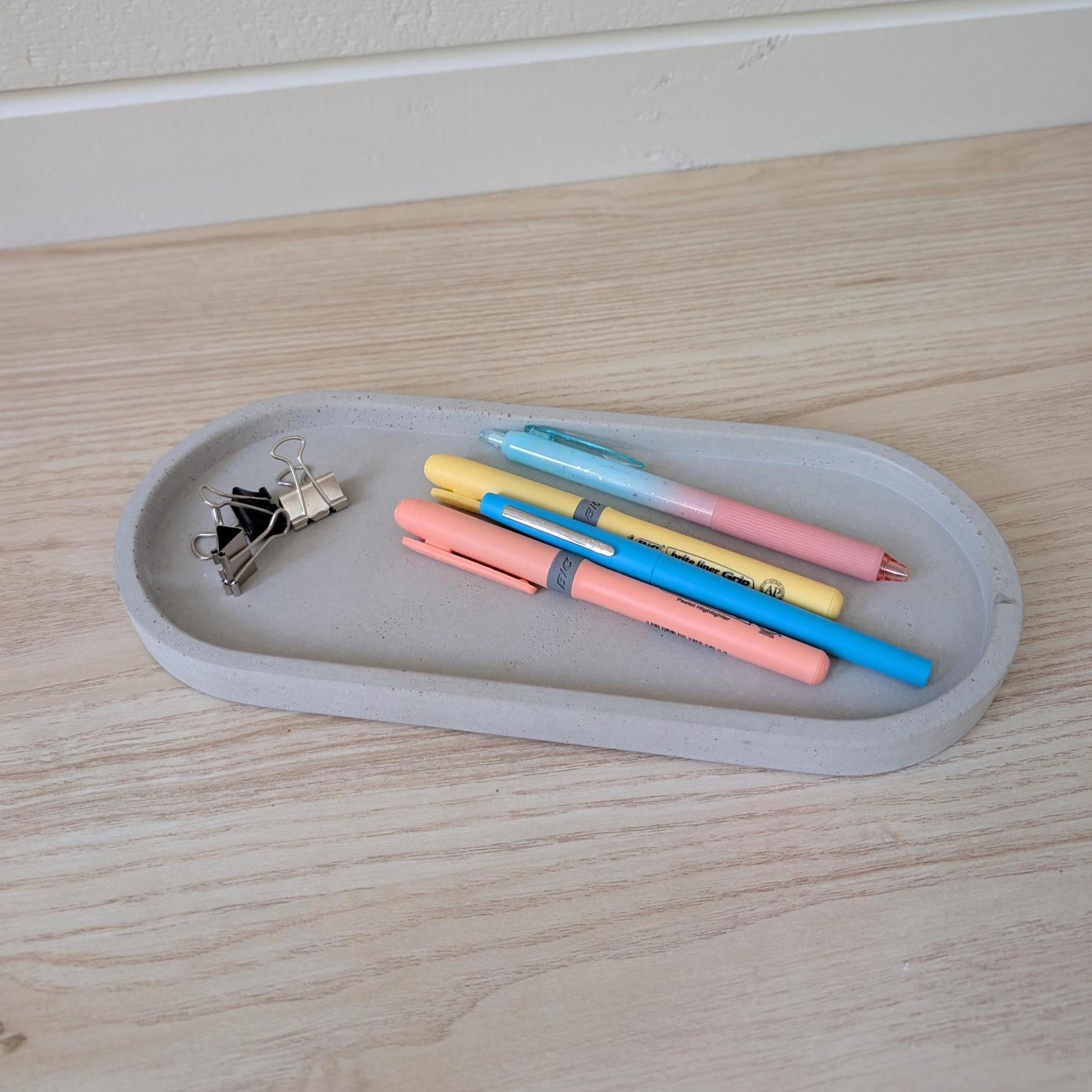 Concrete Large Oval Tray, Neutral Home Decor, Minimalist Trinket Tray