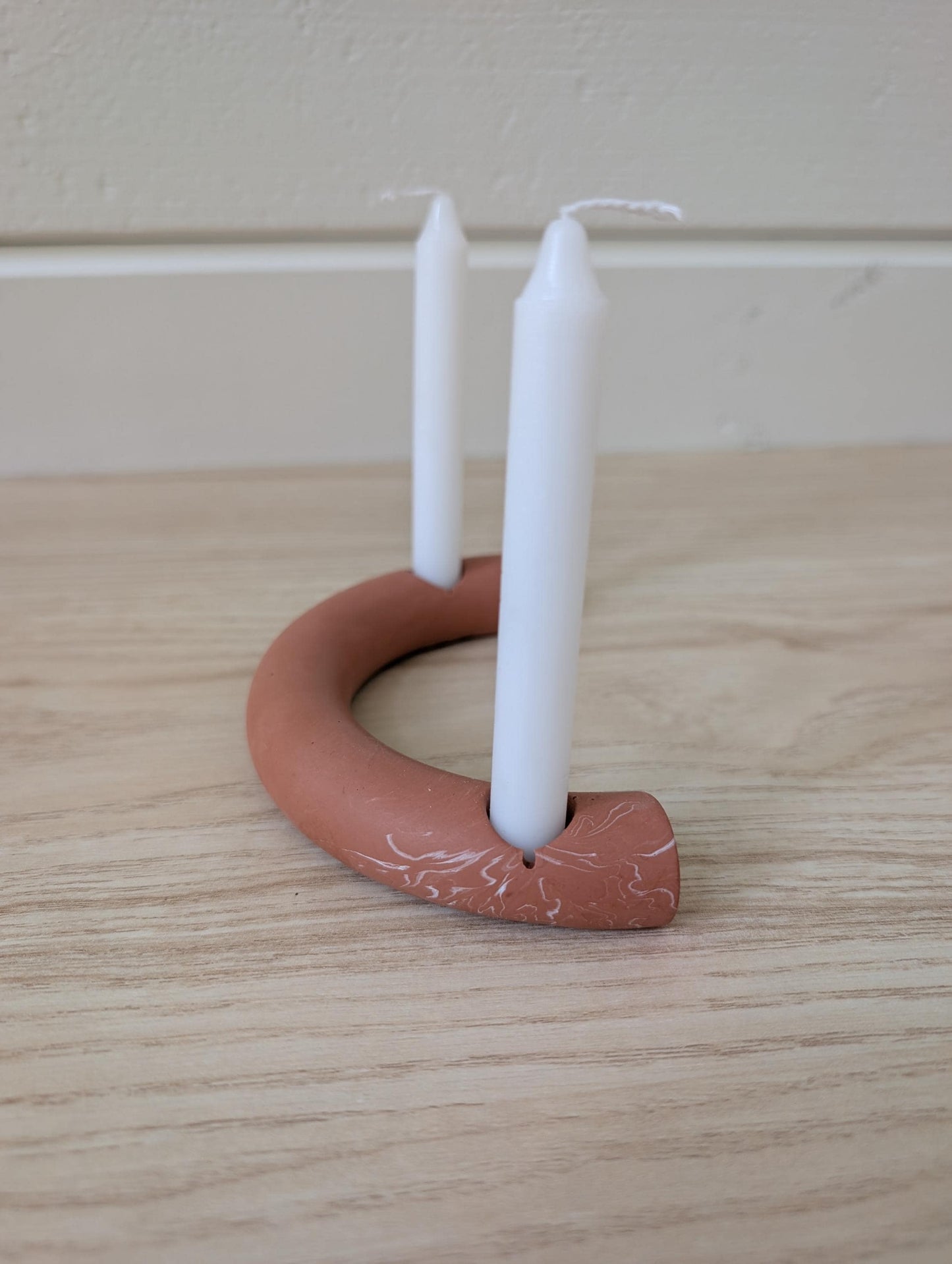 Crescent Mini Taper Holder, Minimalist Concrete Mini Candleholder