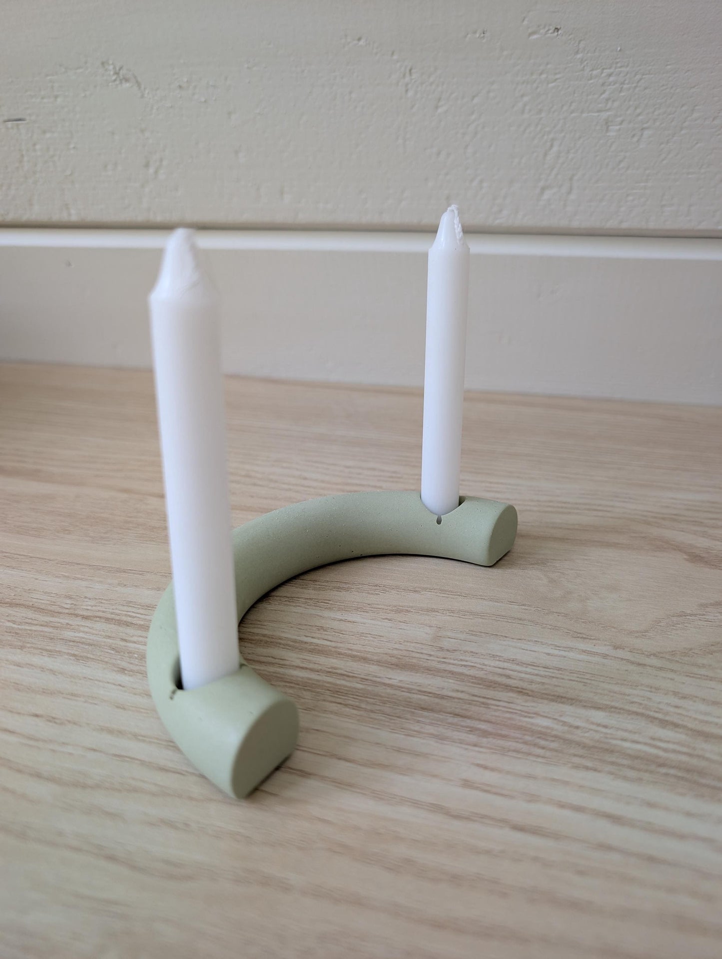 Crescent Mini Taper Holder, Minimalist Concrete Mini Candleholder