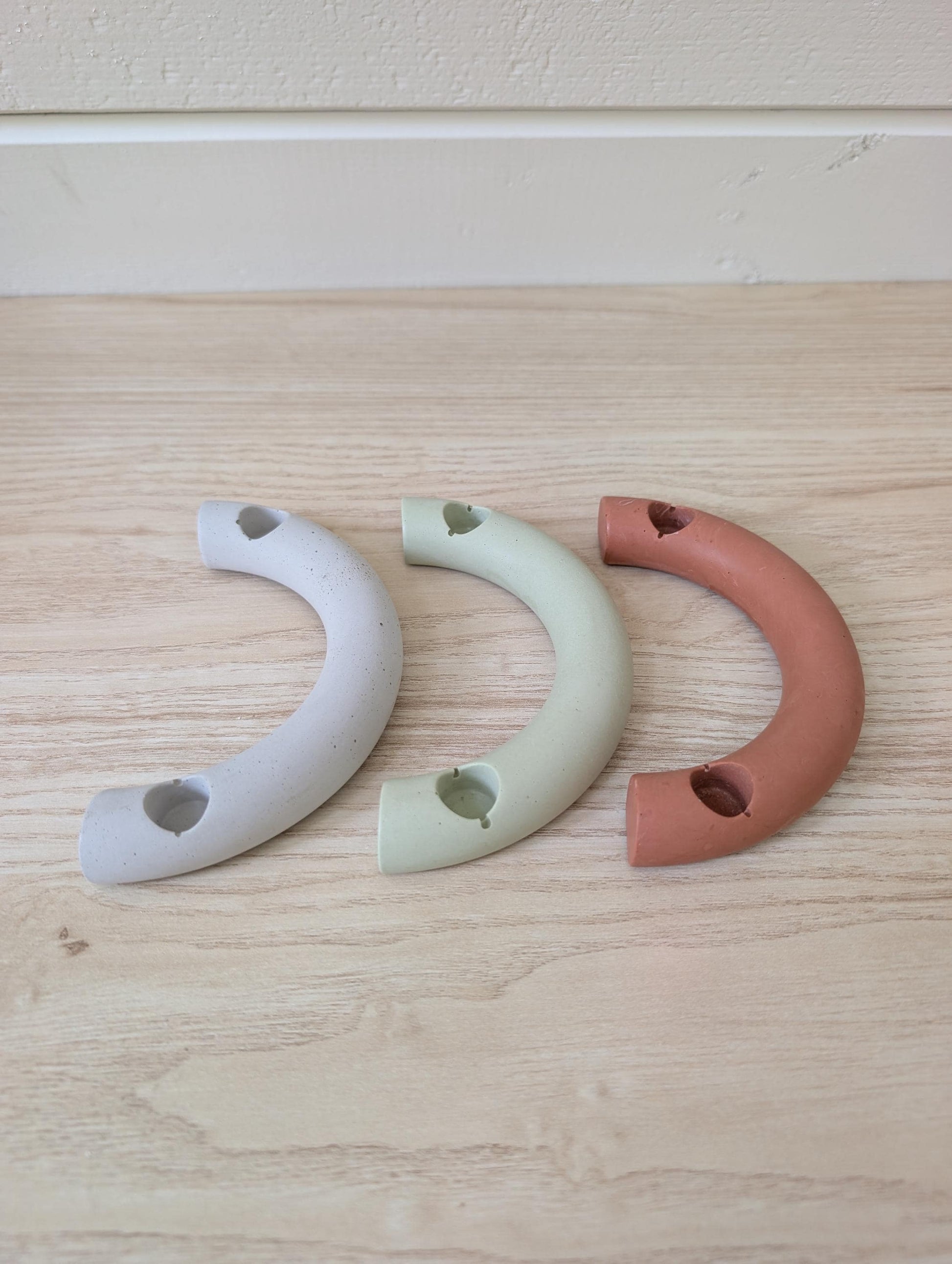 Crescent Mini Taper Holder, Minimalist Concrete Mini Candleholder
