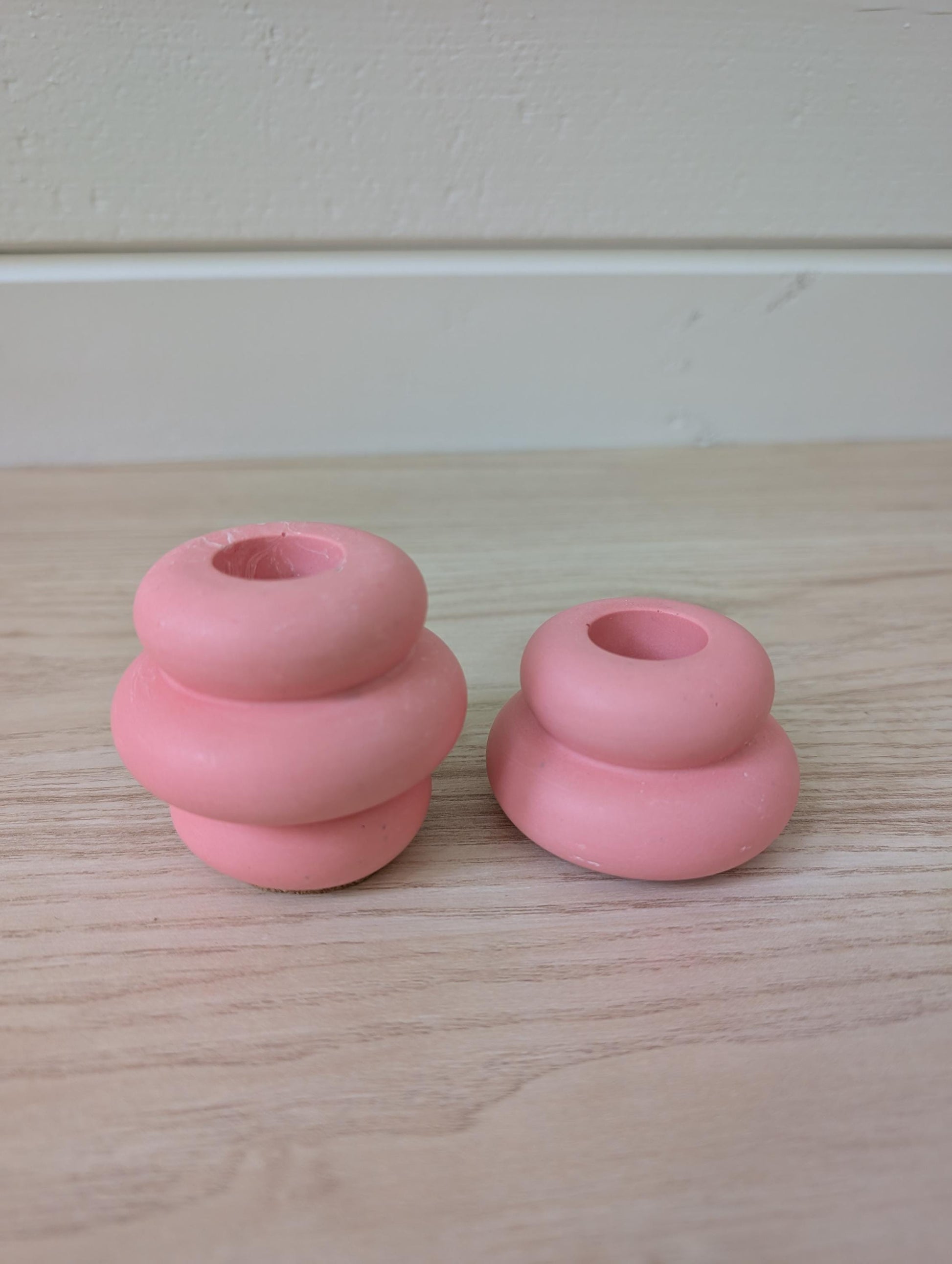 Pink Marbled Candlestick Holder Set