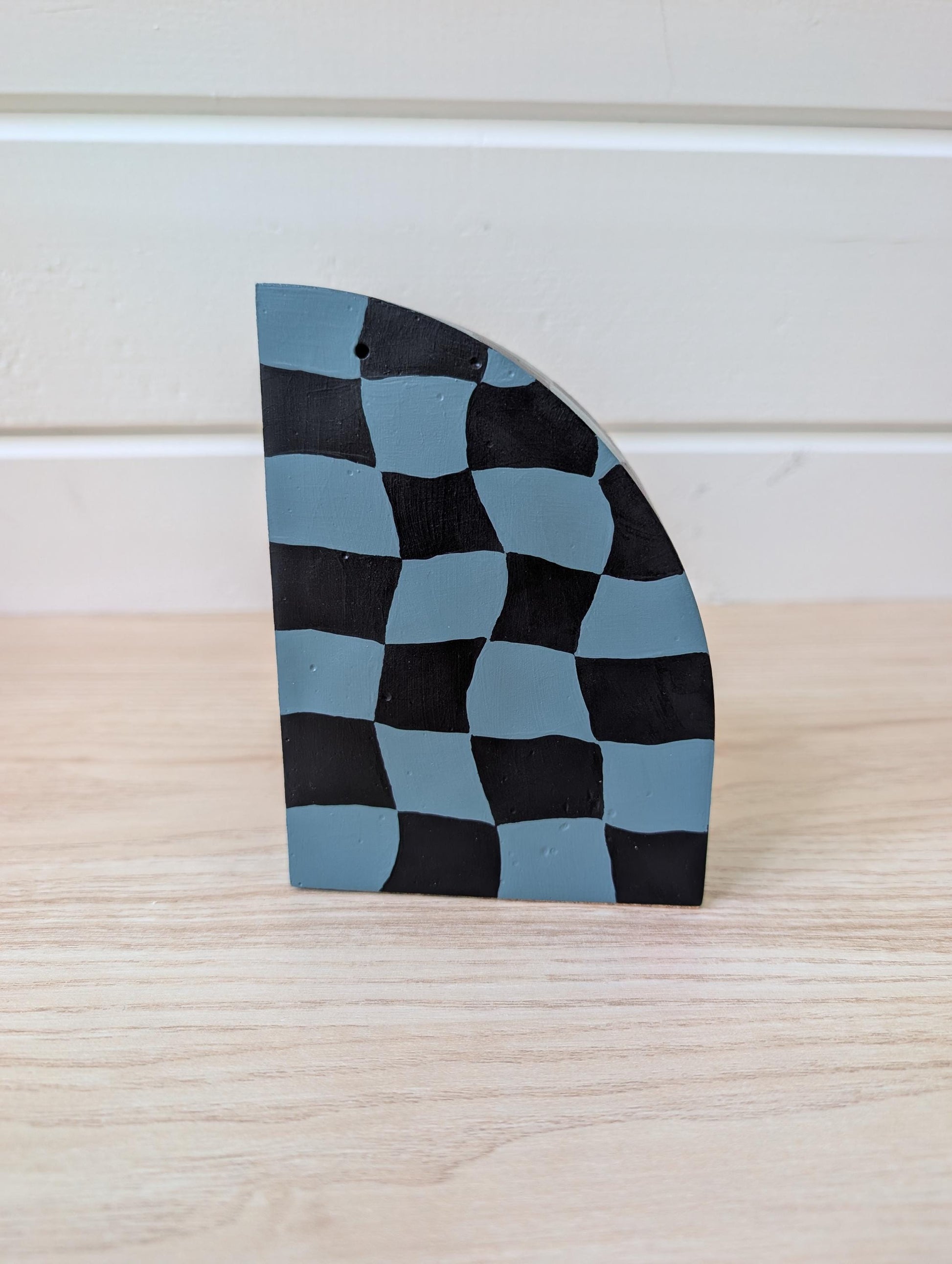 Curvy Checkered Bookend, Modern Maximalist Bookend