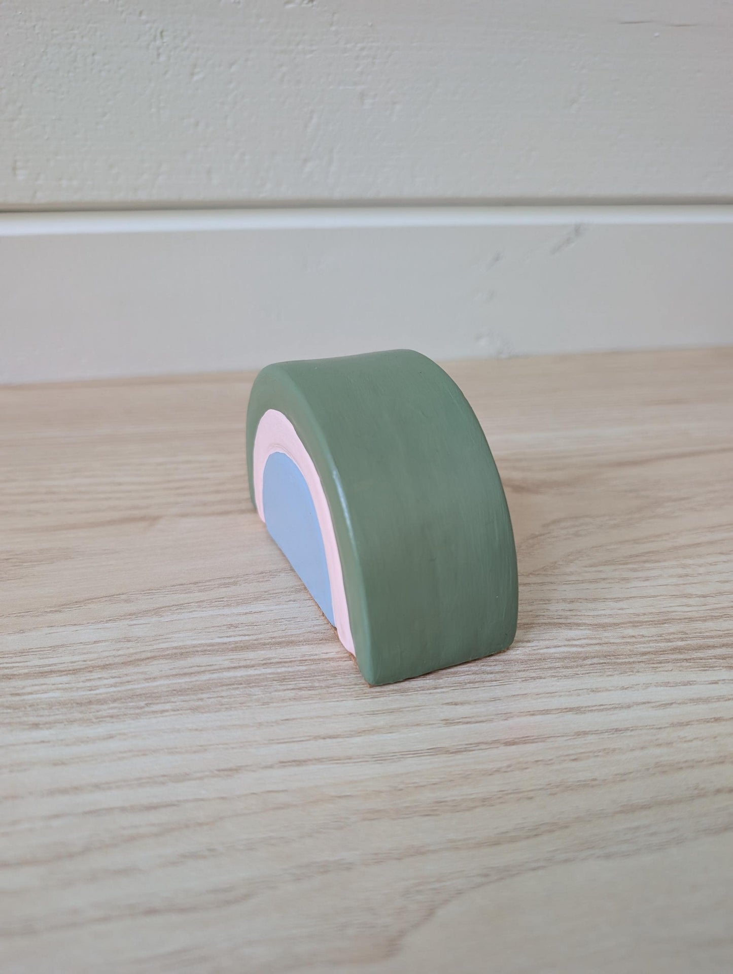 Painted Concrete Rainbow Bookend, Nursery Rainbow Shelf Decor