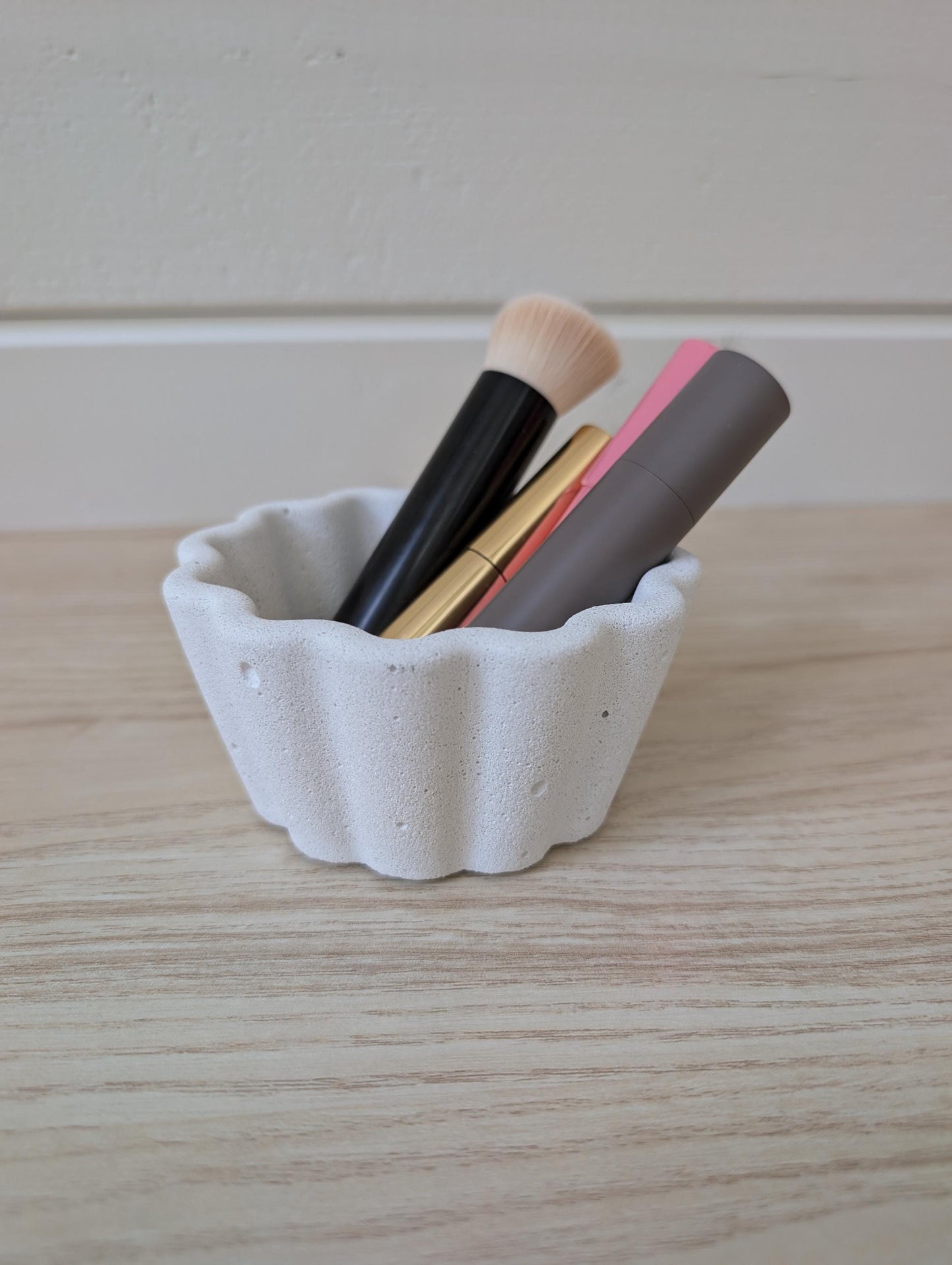 White Concrete Scalloped Catchall Dish