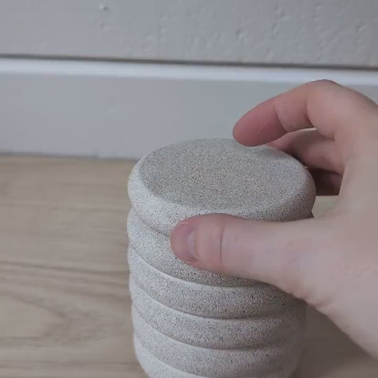 Concrete Lidded Jar, Modern Desk Organizer, Scalloped Bathroom Catchall Jar