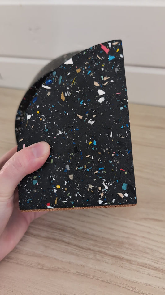 Black Terrazzo Curve Bookends