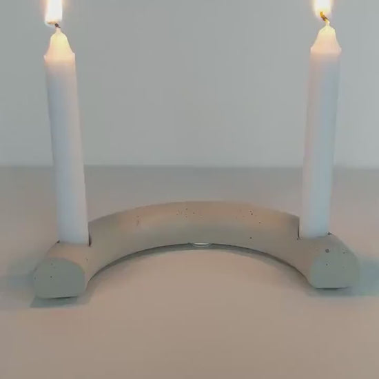 Crescent Mini Taper Holder, Minimalist Concrete Mini Candleholder