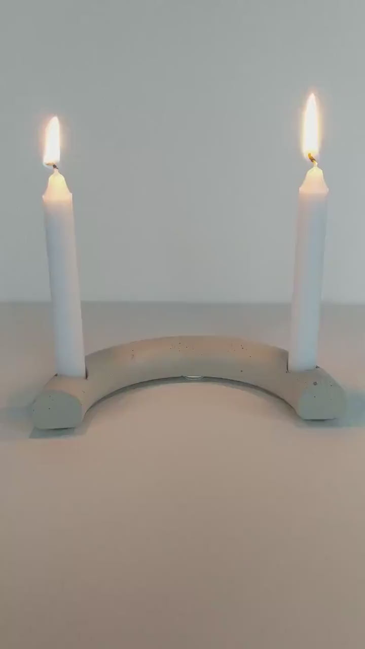 Crescent Mini Taper Holder, Minimalist Concrete Mini Candleholder