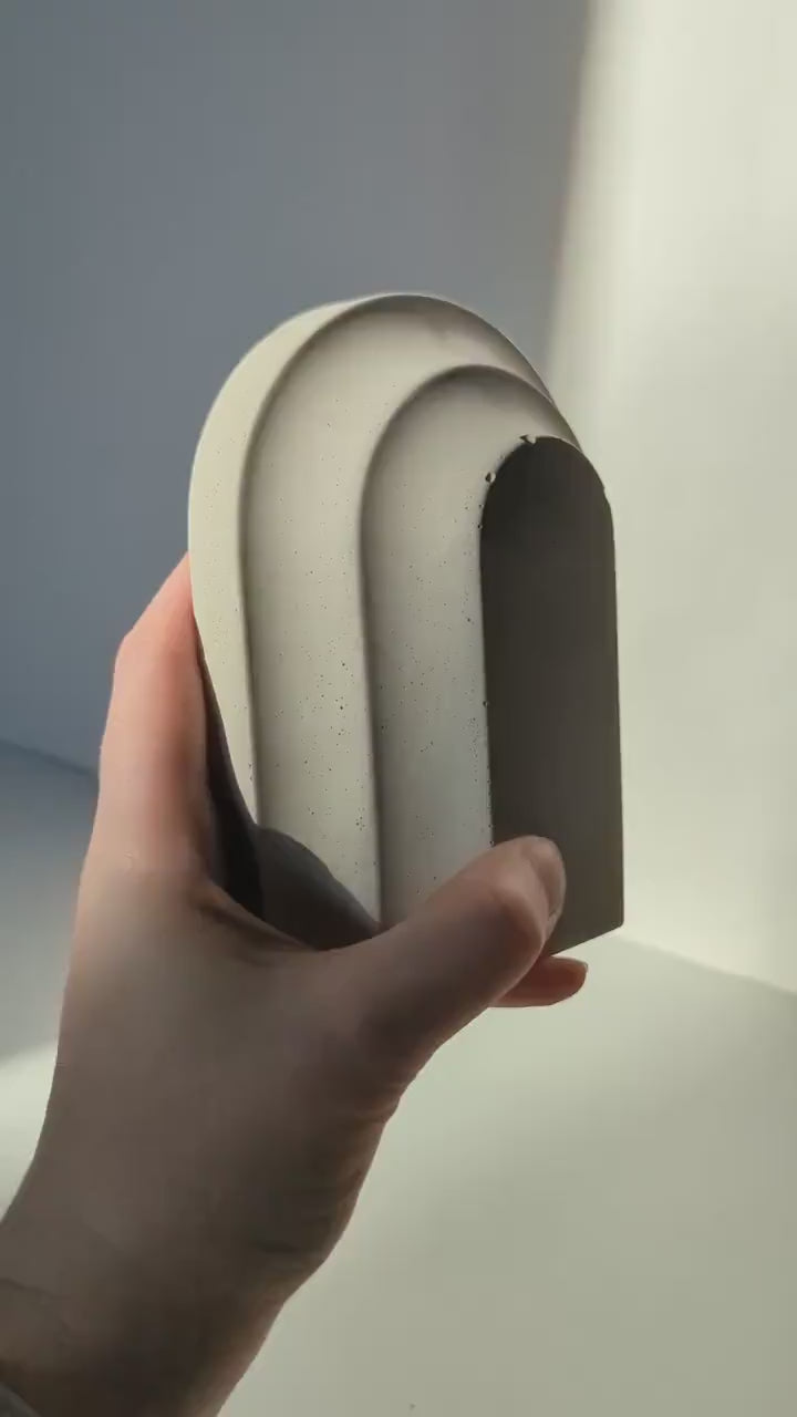 Black Concrete Terrazzo Arched Bookends