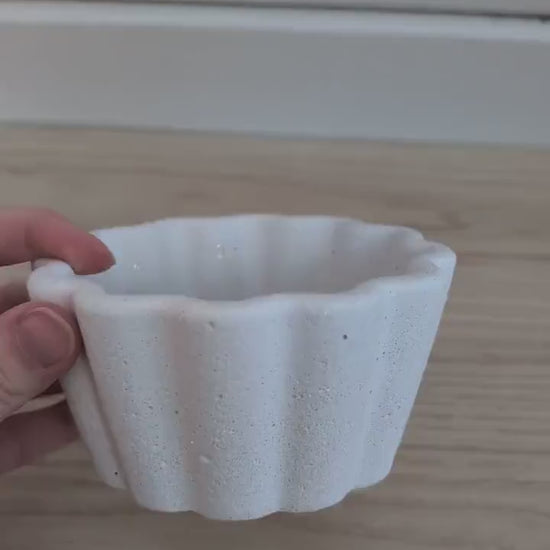 White Concrete Scalloped Catchall Dish