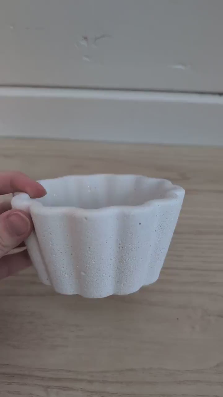 White Concrete Scalloped Catchall Dish