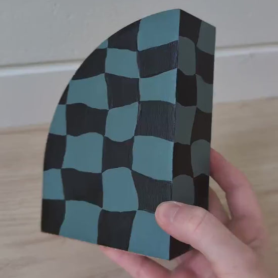 Curvy Checkered Bookend, Modern Maximalist Bookend