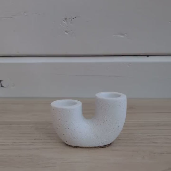 Concrete Double Taper Candle Holder