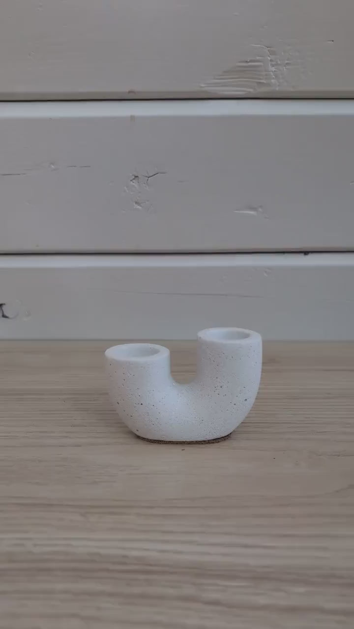 Concrete Double Taper Candle Holder