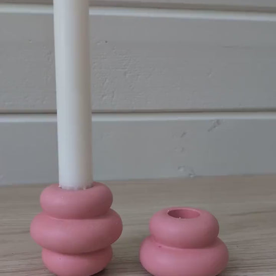 Pink Marbled Candlestick Holder Set