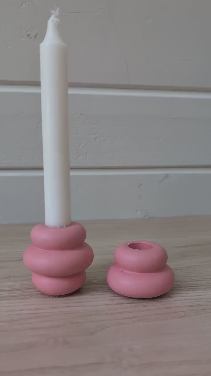 Pink Marbled Candlestick Holder Set