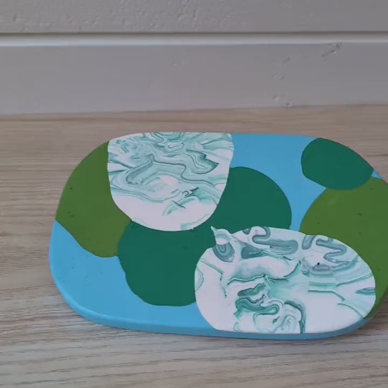 Colorful Marbled Tray, Decorative Candle Tray