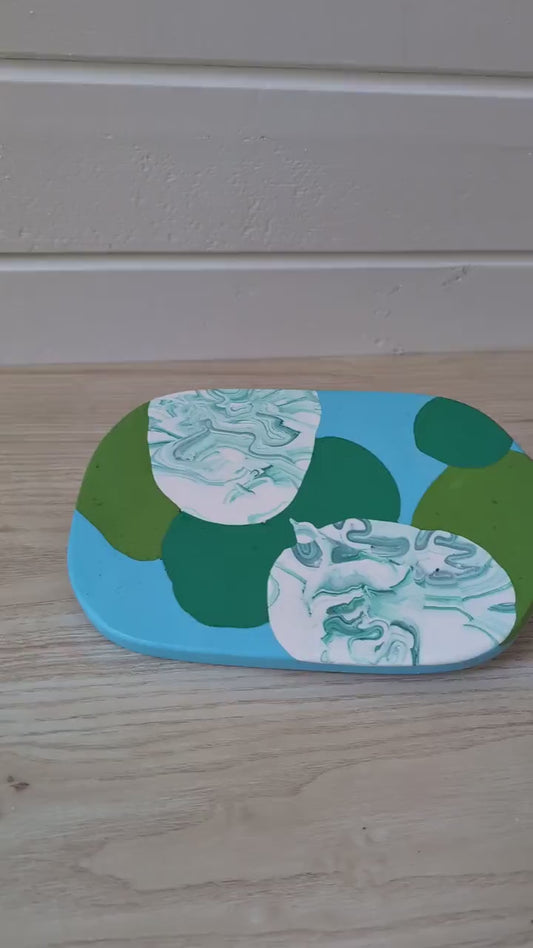 Colorful Marbled Tray, Decorative Candle Tray