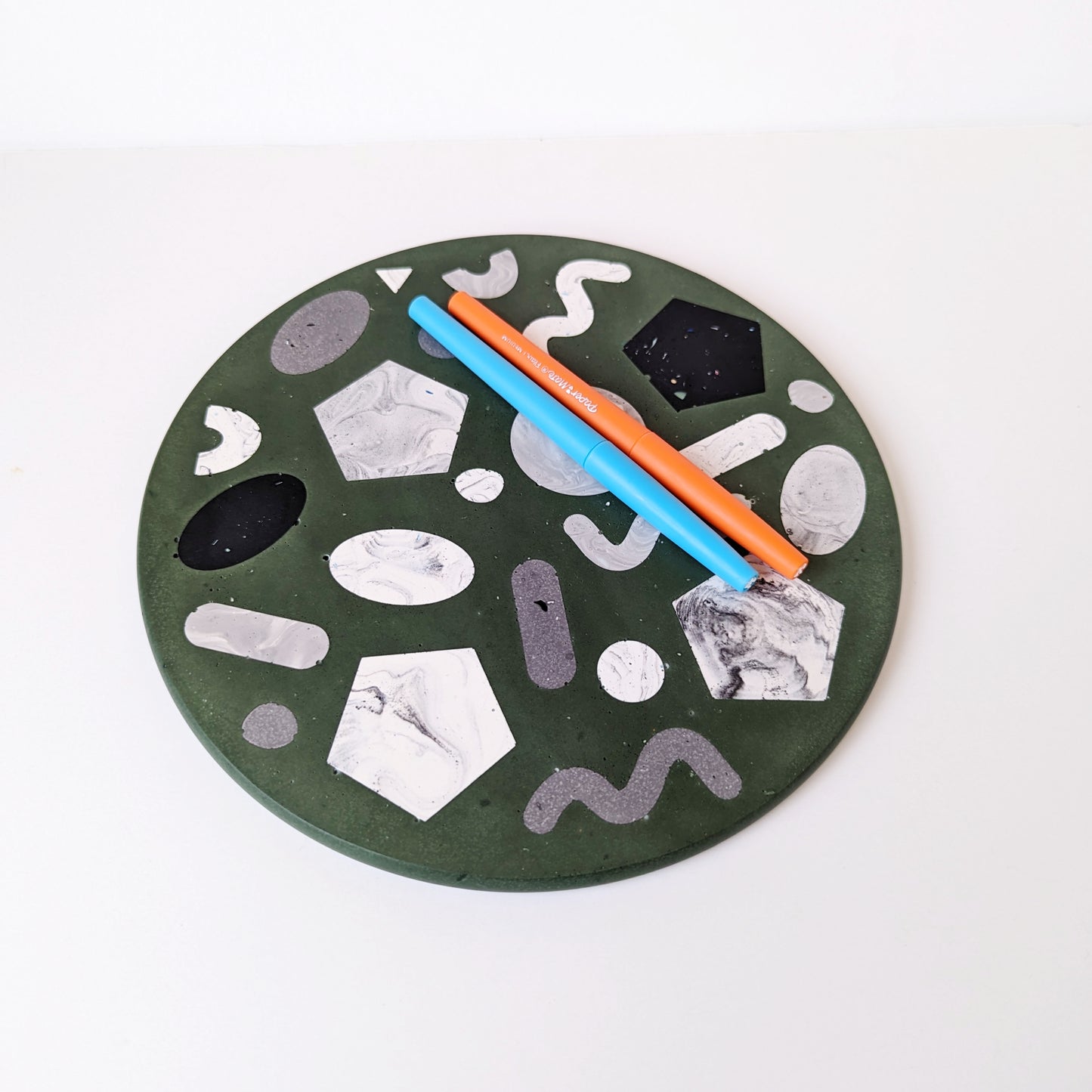 Forest Green Shapes Round Tray