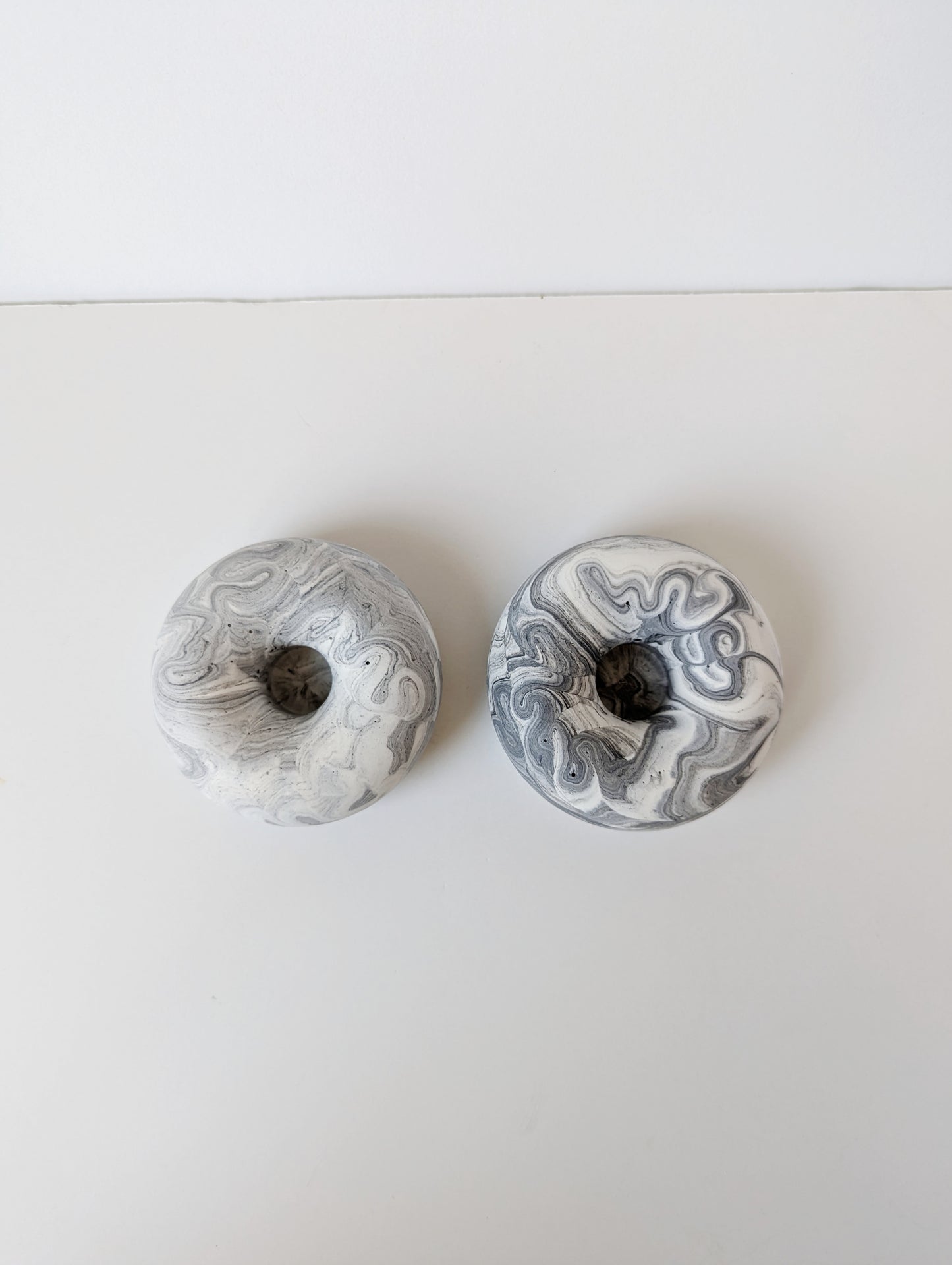 Black & White Marbled Donut Taper Holder