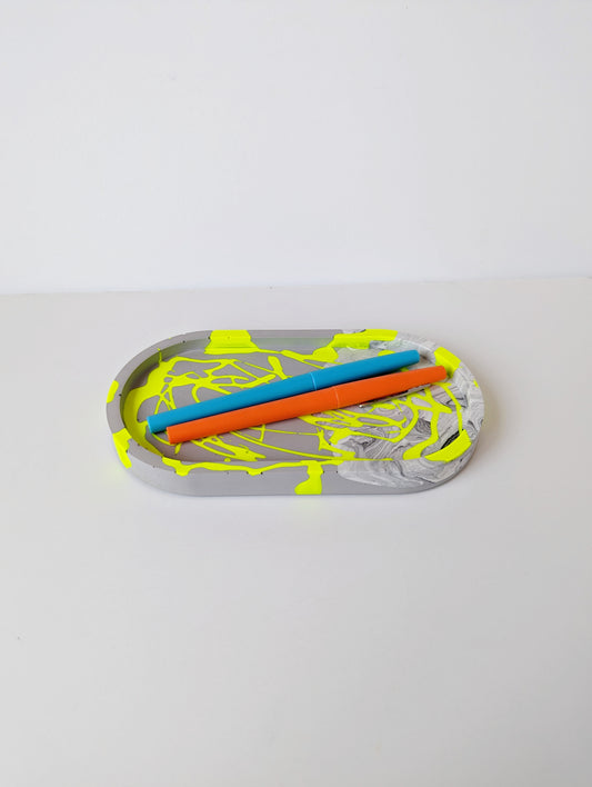 Neon Yellow Marbled Small Tray