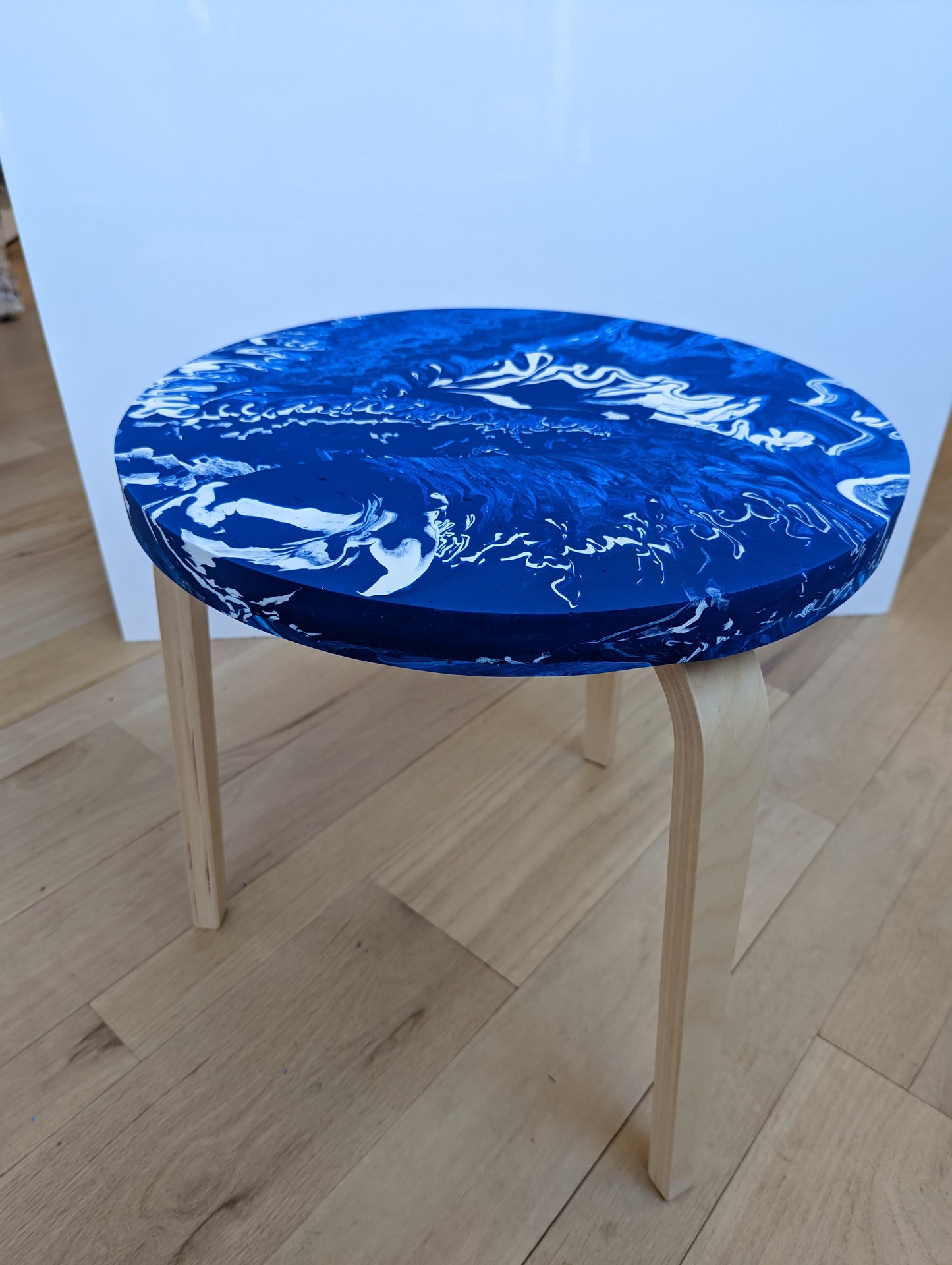Blue Marbled Side Table *Local Pick-up Only*