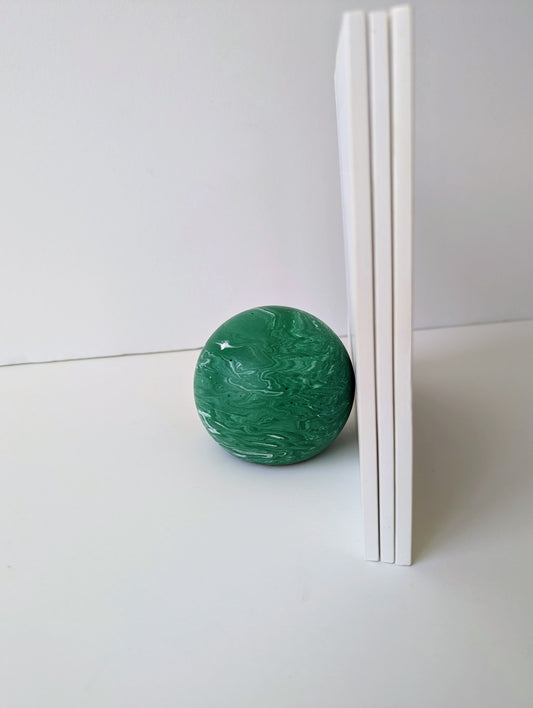 Green Marbled Sphere Doorstop