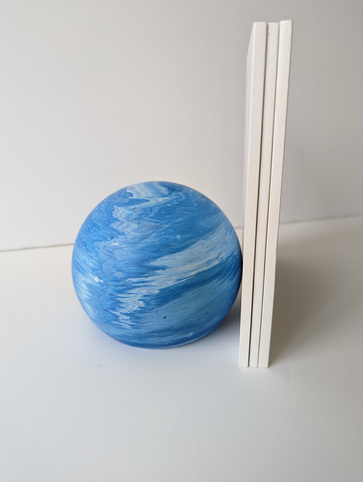 Blue Marbled Sphere Bookend / Doorstop