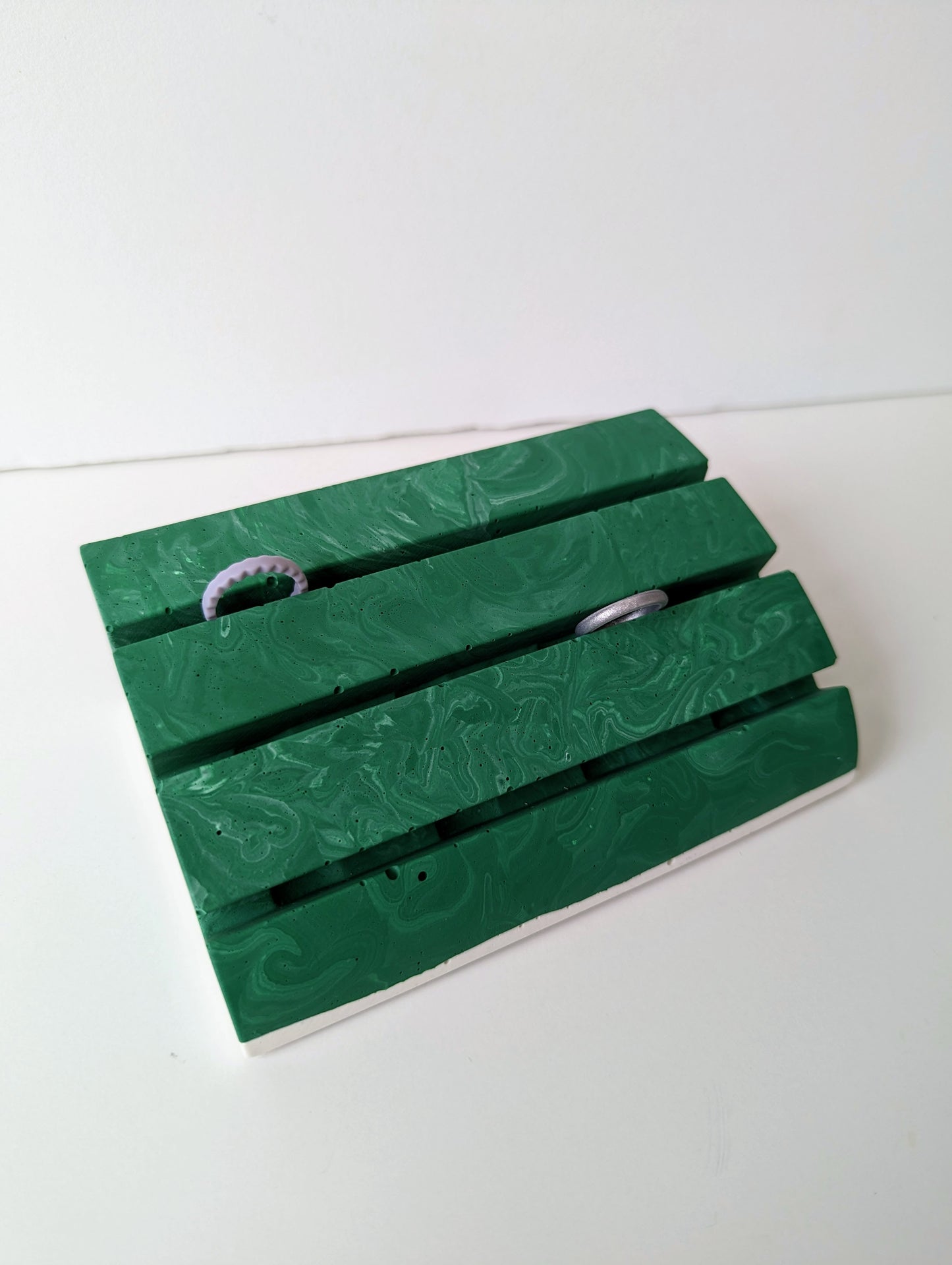 Green & White Marbled Ring Holder Dish