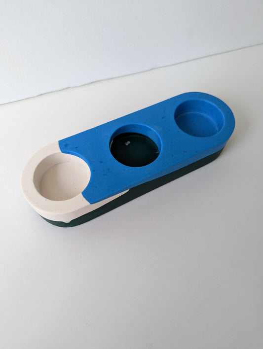 Bright Blue, Green & White Tealight Trio Candleholder